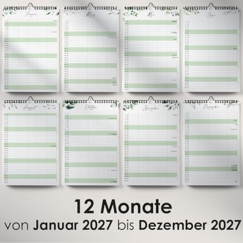 Familienplaner 2027 Greenery Monatsansicht