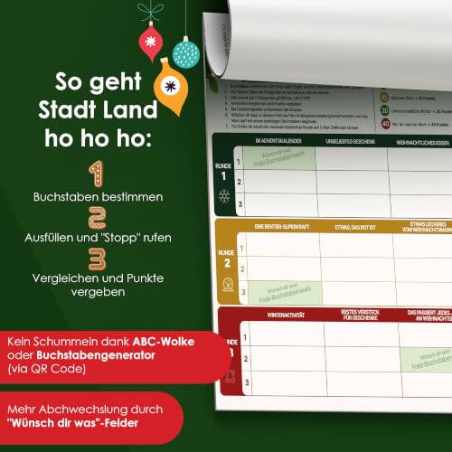 Stadt Land Ho Ho Ho Weihnachtsspiel Geschenkidee