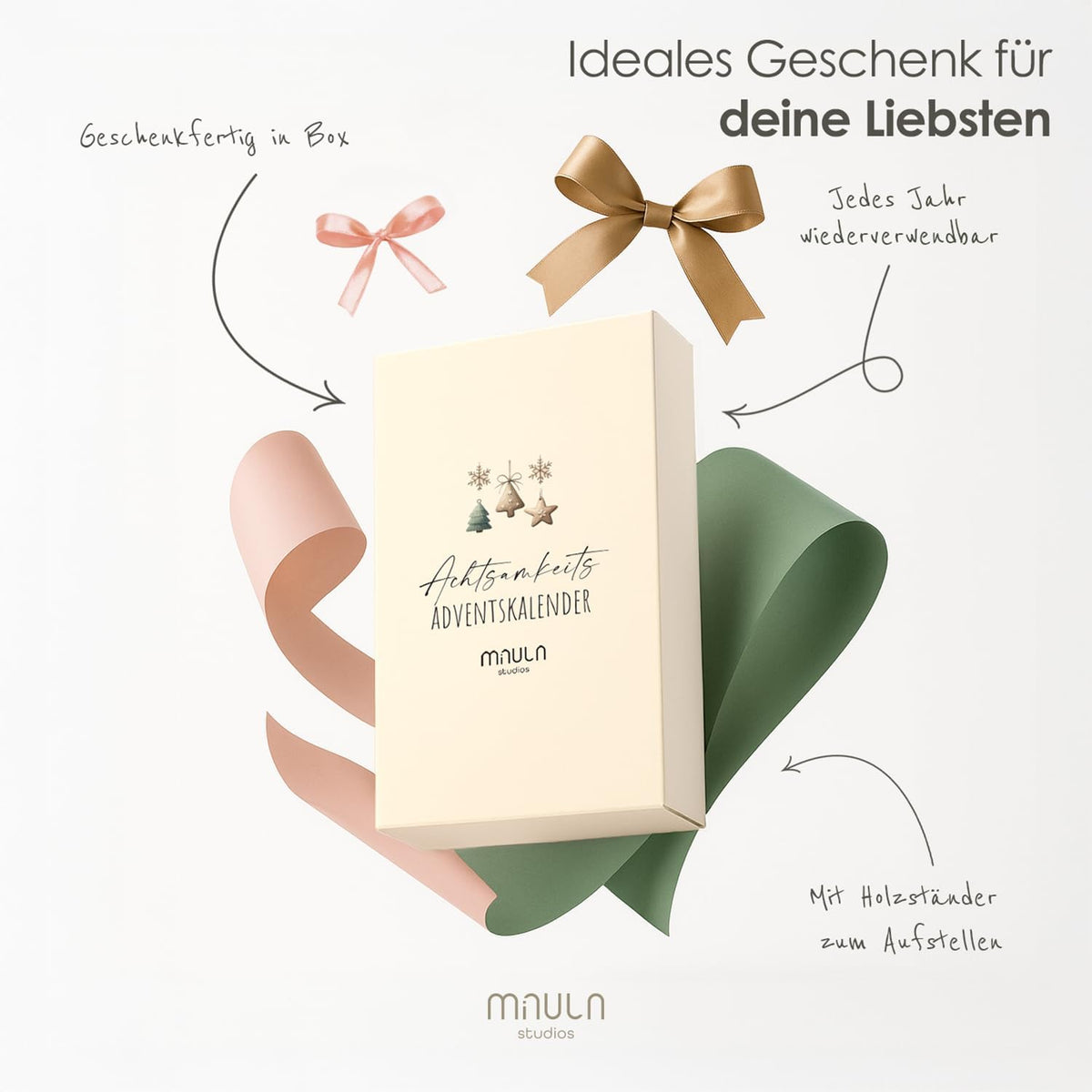 Achtsamkeits-Adventskalender 2026 – 24 Impulse – Beige – Details, Bild 5
