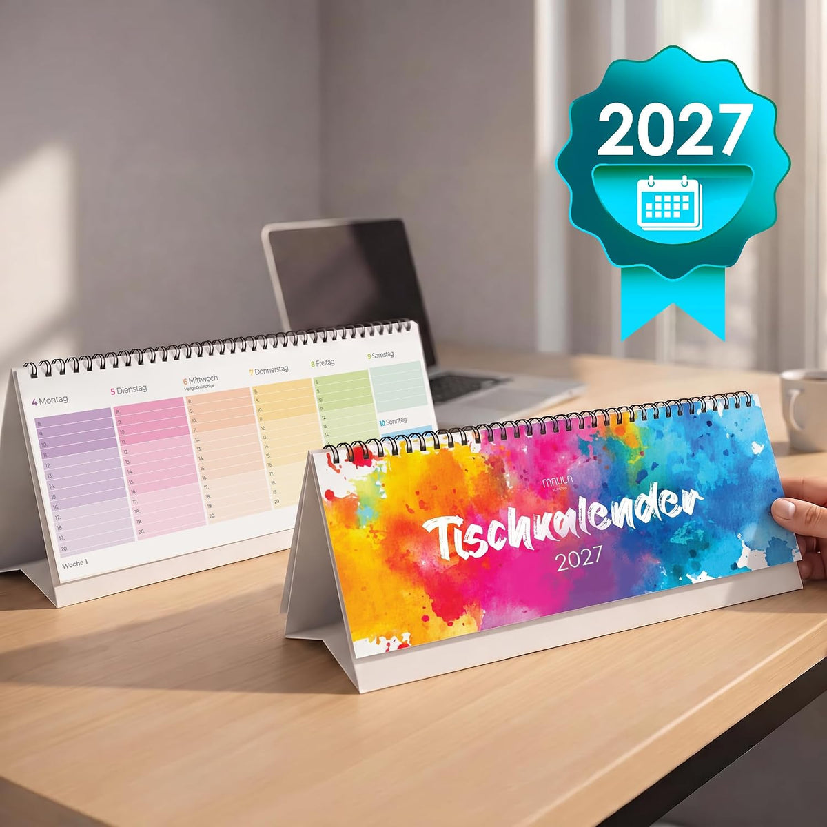 Tischkalender 2027 Rainbow – Wochenplaner mit Aufsteller