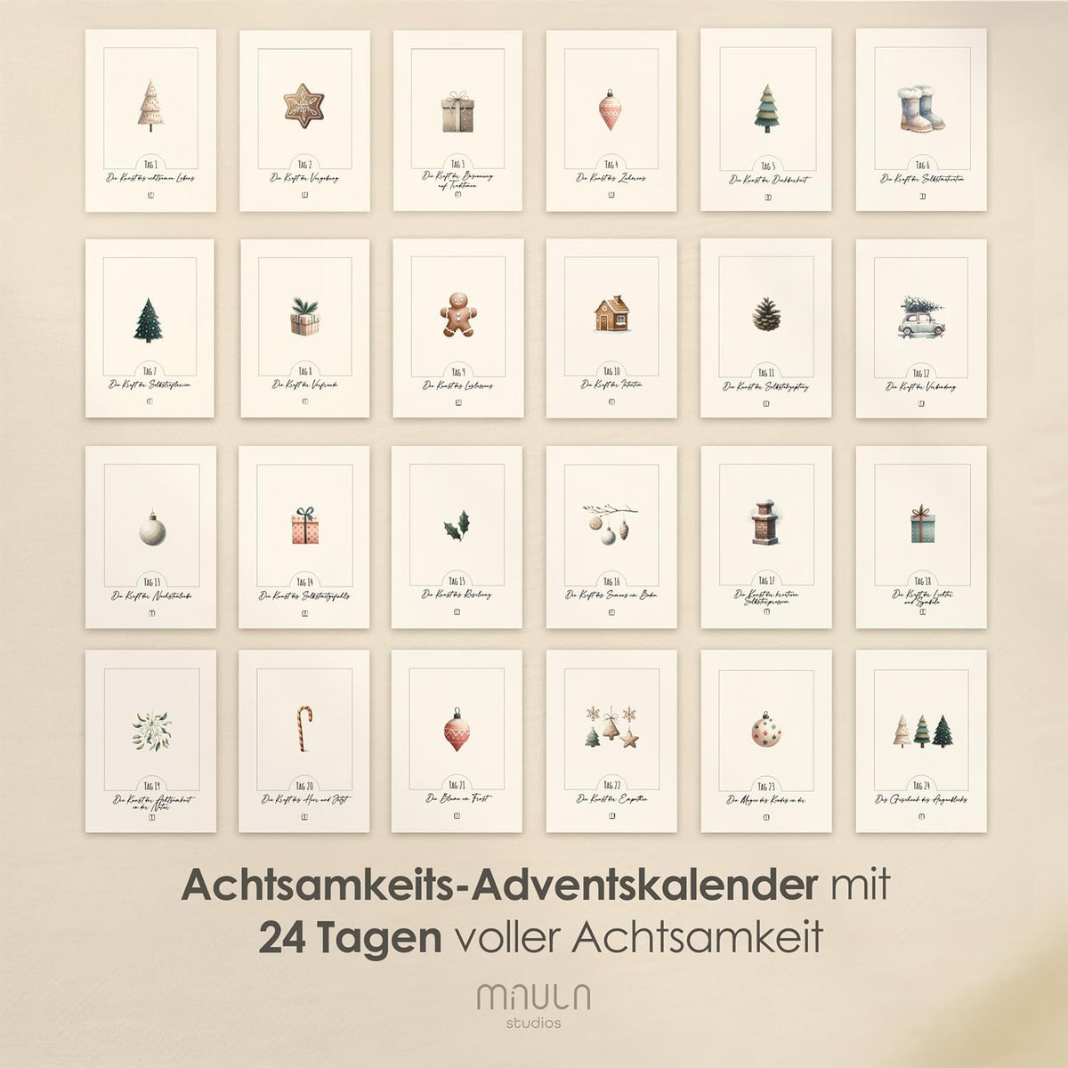 Achtsamkeits-Adventskalender 2026 – 24 Impulse – Beige – Details, Bild 4