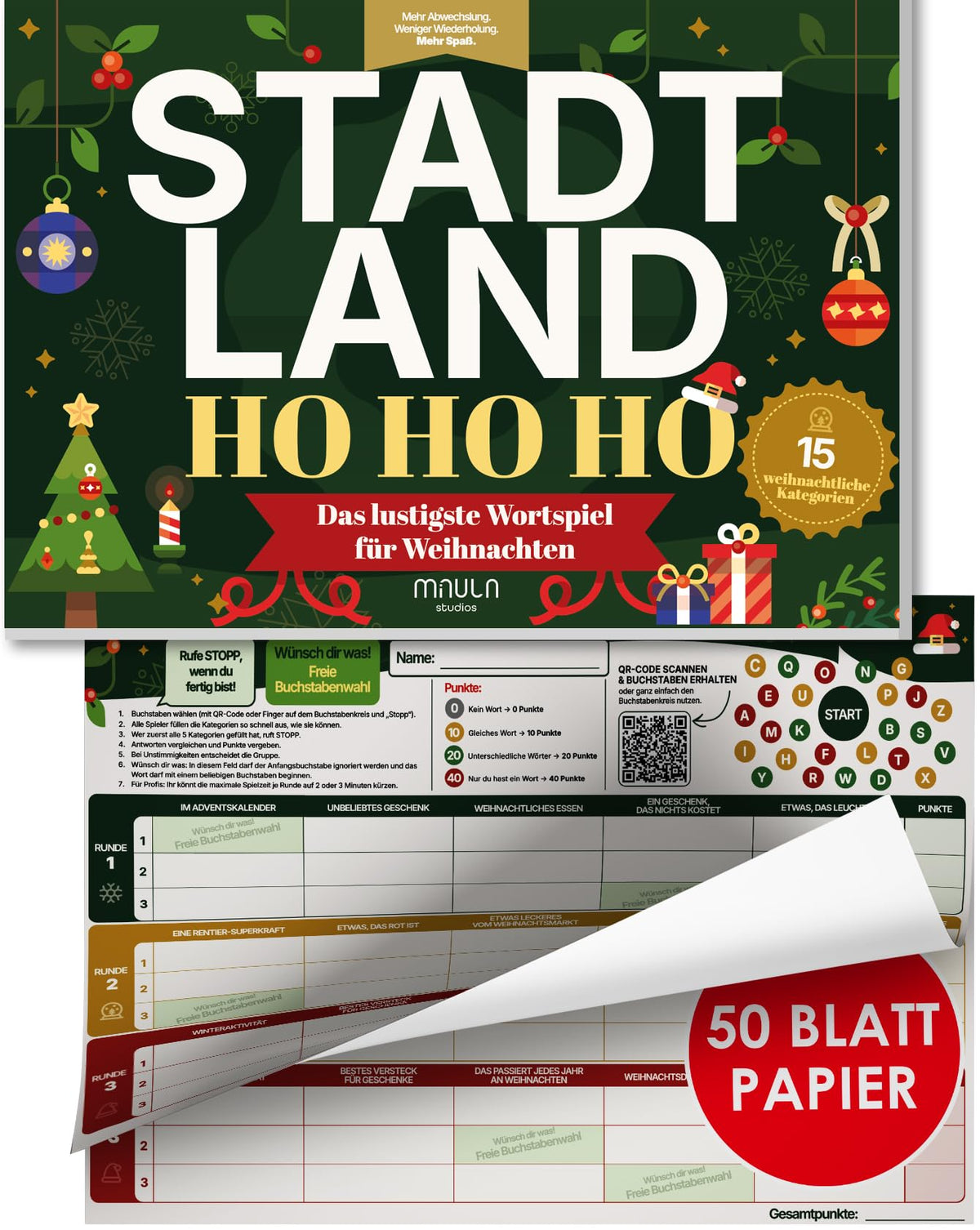 Stadt Land Ho Ho Ho Weihnachtsspiel im Einsatz