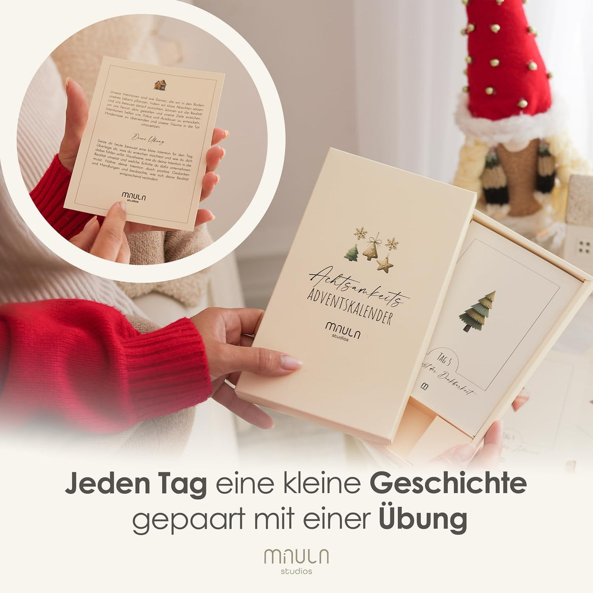 Achtsamkeits-Adventskalender 2026 – 24 Impulse – Beige – Details, Bild 3