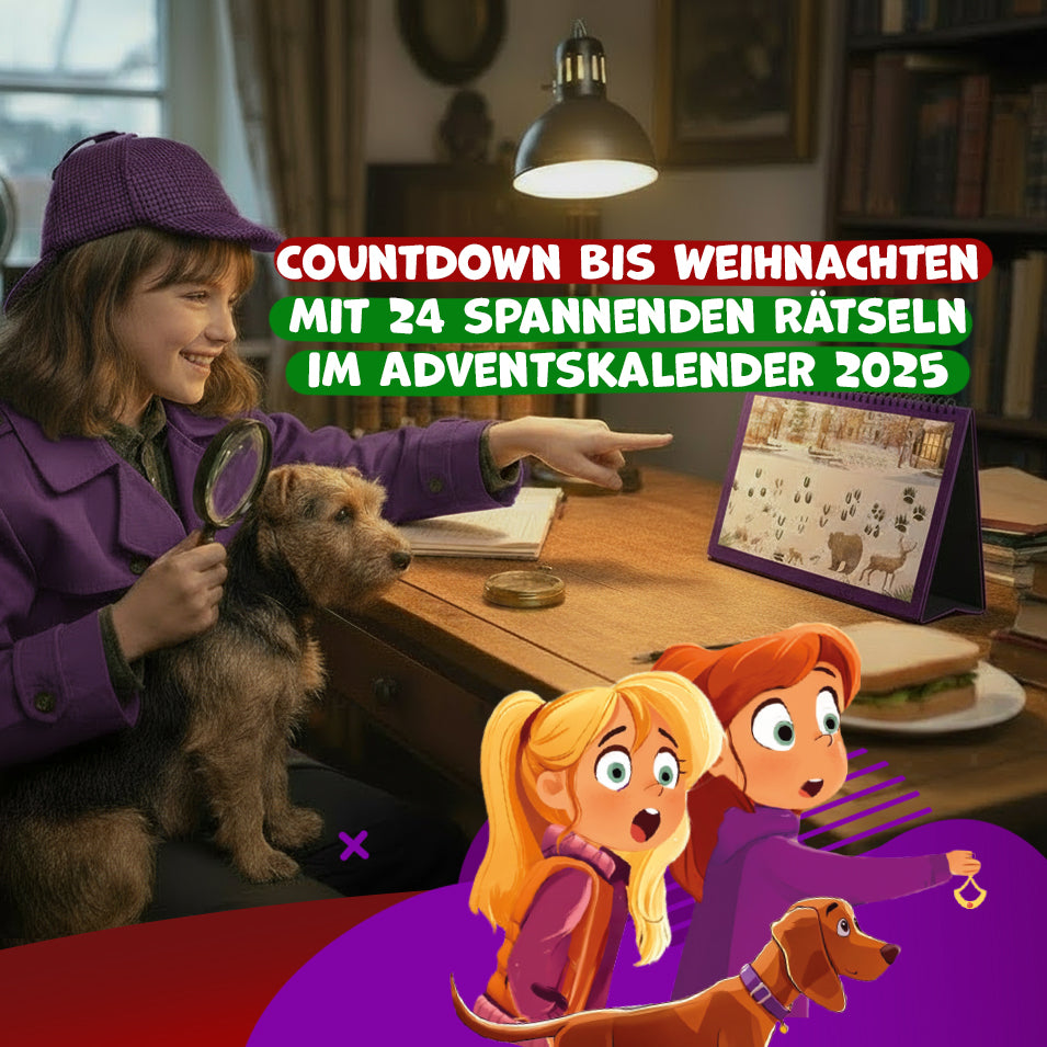 Adventskalender 2025 Mädchen – Detektiv-Rätsel mit 24 Aufgaben