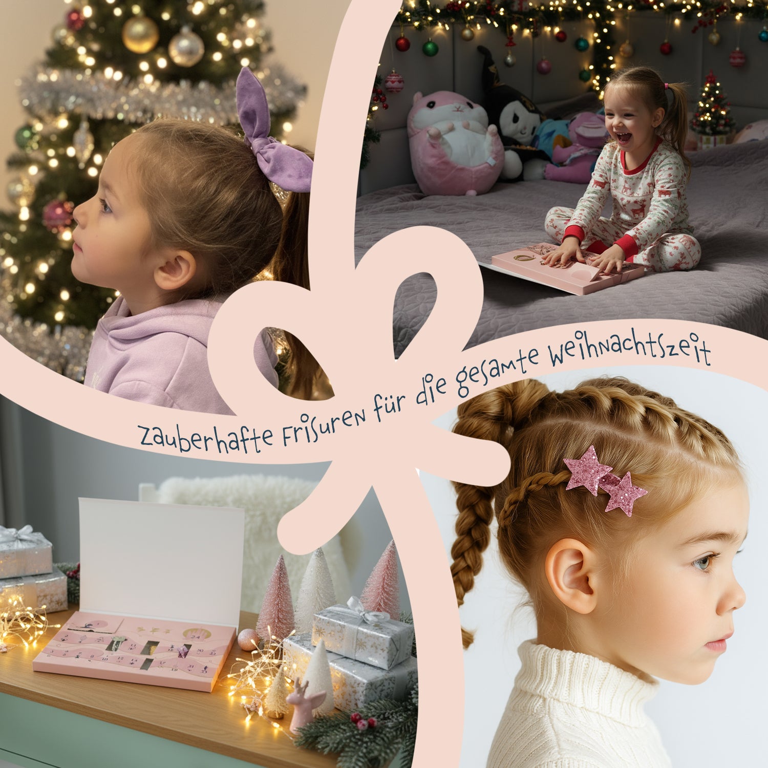 Adventskalender Mädchen 2025 mit 24 Haarspangen & Scrunchies