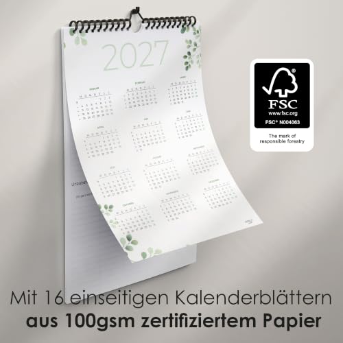 Familienplaner 2027 Greenery Formatansicht
