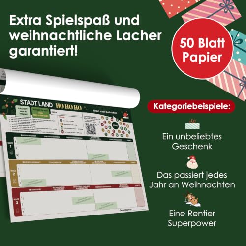 Stadt Land Ho Ho Ho Weihnachtsspiel Spielkarten