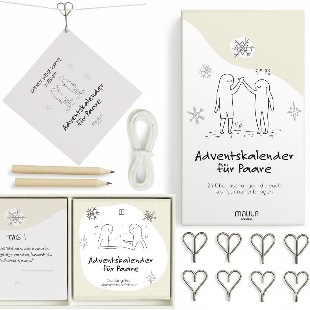 Adventskalender für Paare 2025 - 24 Karten für mehr Nähe & Liebe