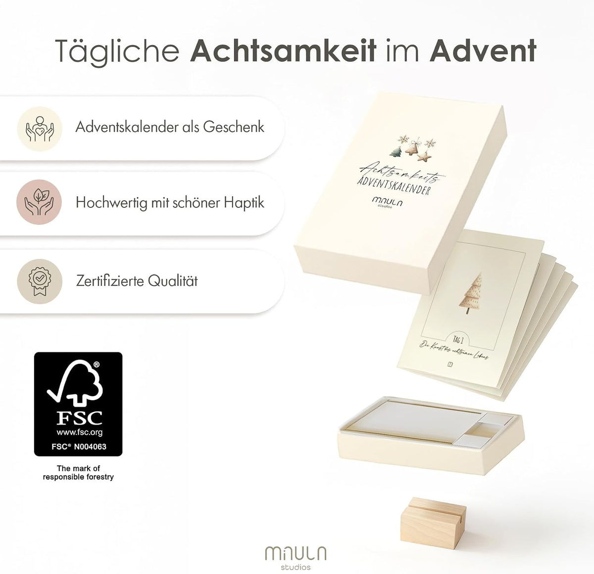 Achtsamkeits-Adventskalender 2026 – 24 Impulse – Beige – Details, Bild 7