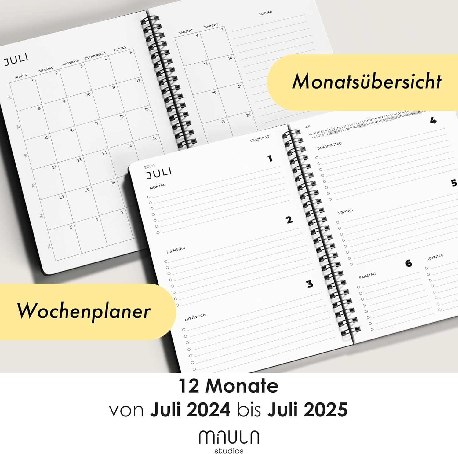 Softcover Terminplaner A4/A5 - Juli 2024 bis August 2025