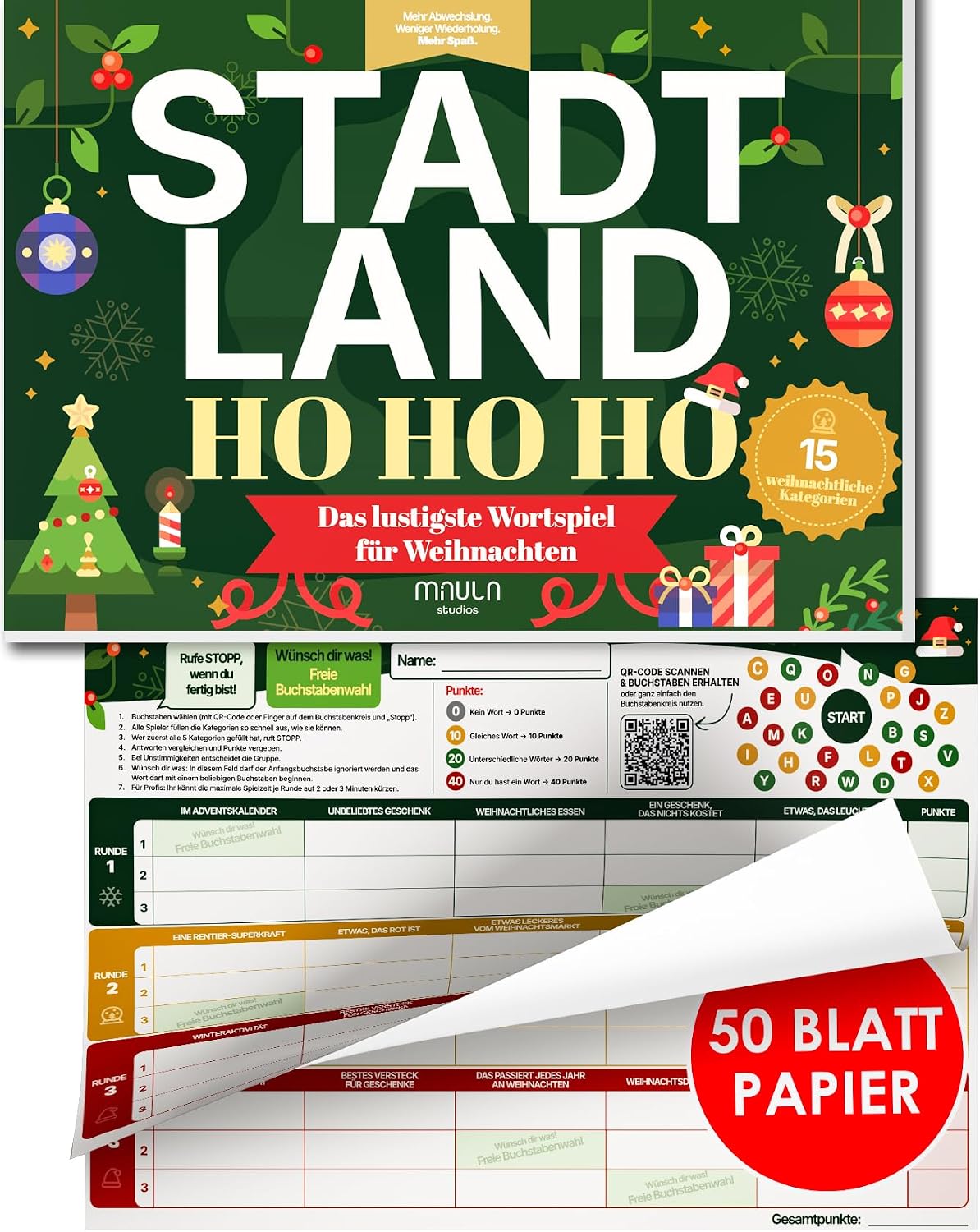 Stadt Land Ho Ho Ho – Weihnachtsspiel für Familie & Freunde