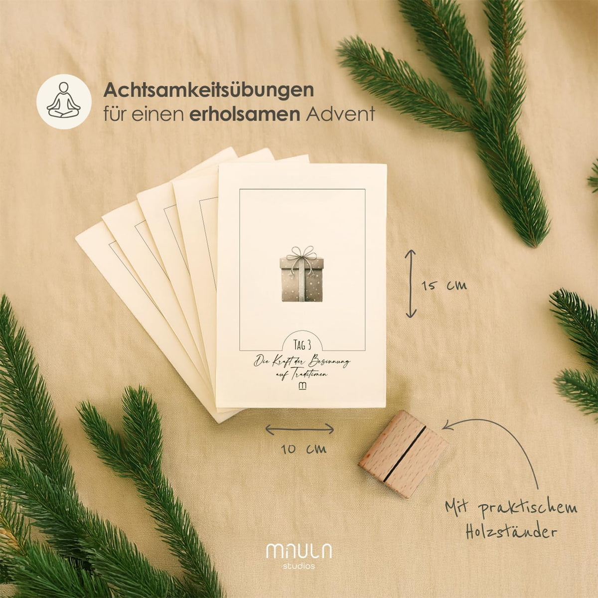 Achtsamkeits-Adventskalender 2026 – 24 Impulse – Beige – Details, Bild 2
