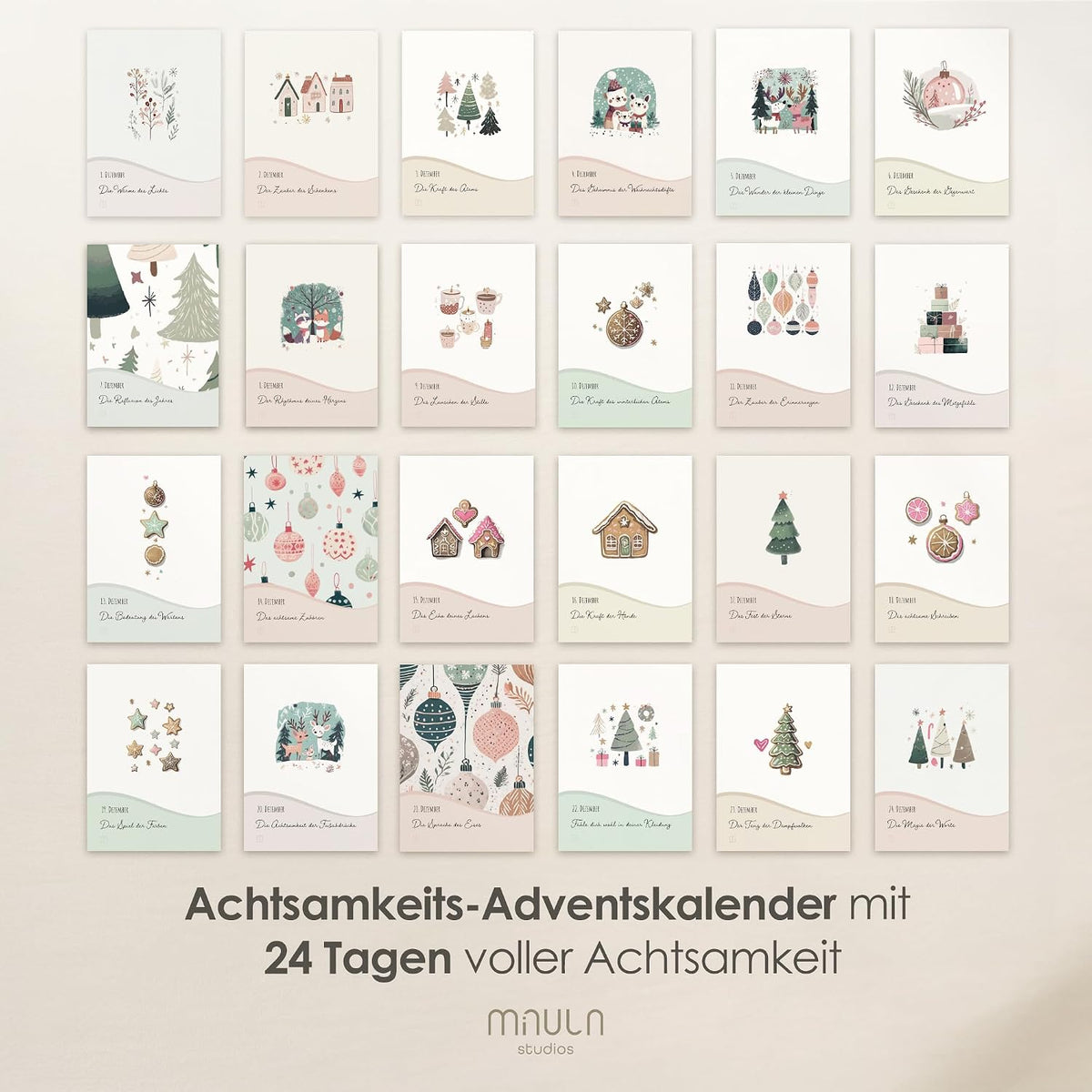 Achtsamkeits-Adventskalender 2026 – 24 Impulse – Pastell – Details, Bild 3
