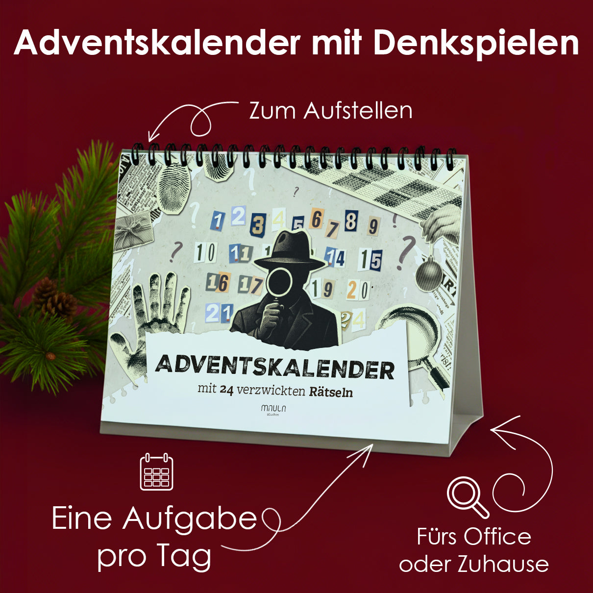 Rätsel Adventskalender 2025 – Krimi-Kalender mit 24 Textfällen