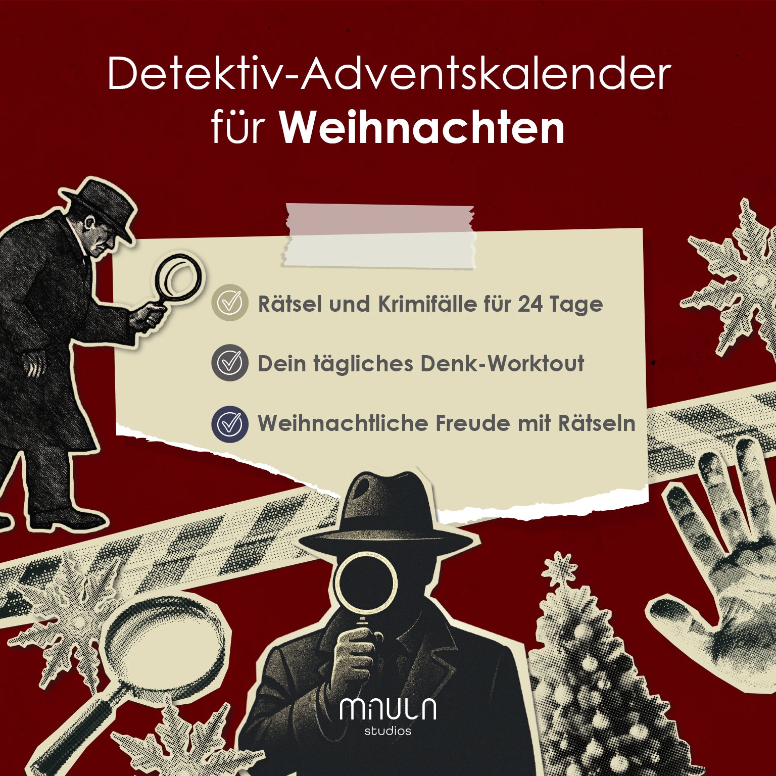 Rätsel Adventskalender 2025 – Krimi-Kalender mit 24 Textfällen