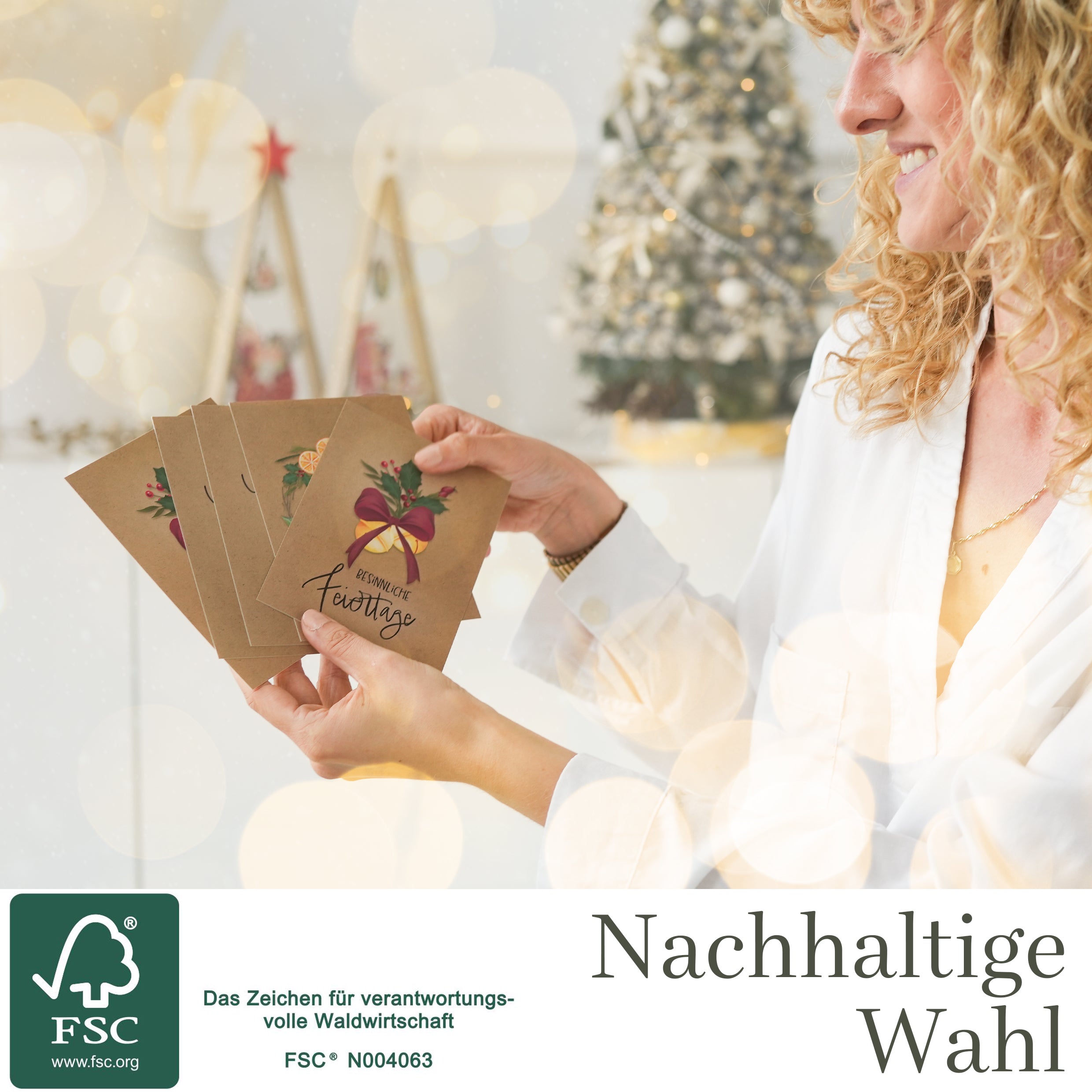 20 Weihnachtskarten mit Umschlag Set + Sticker