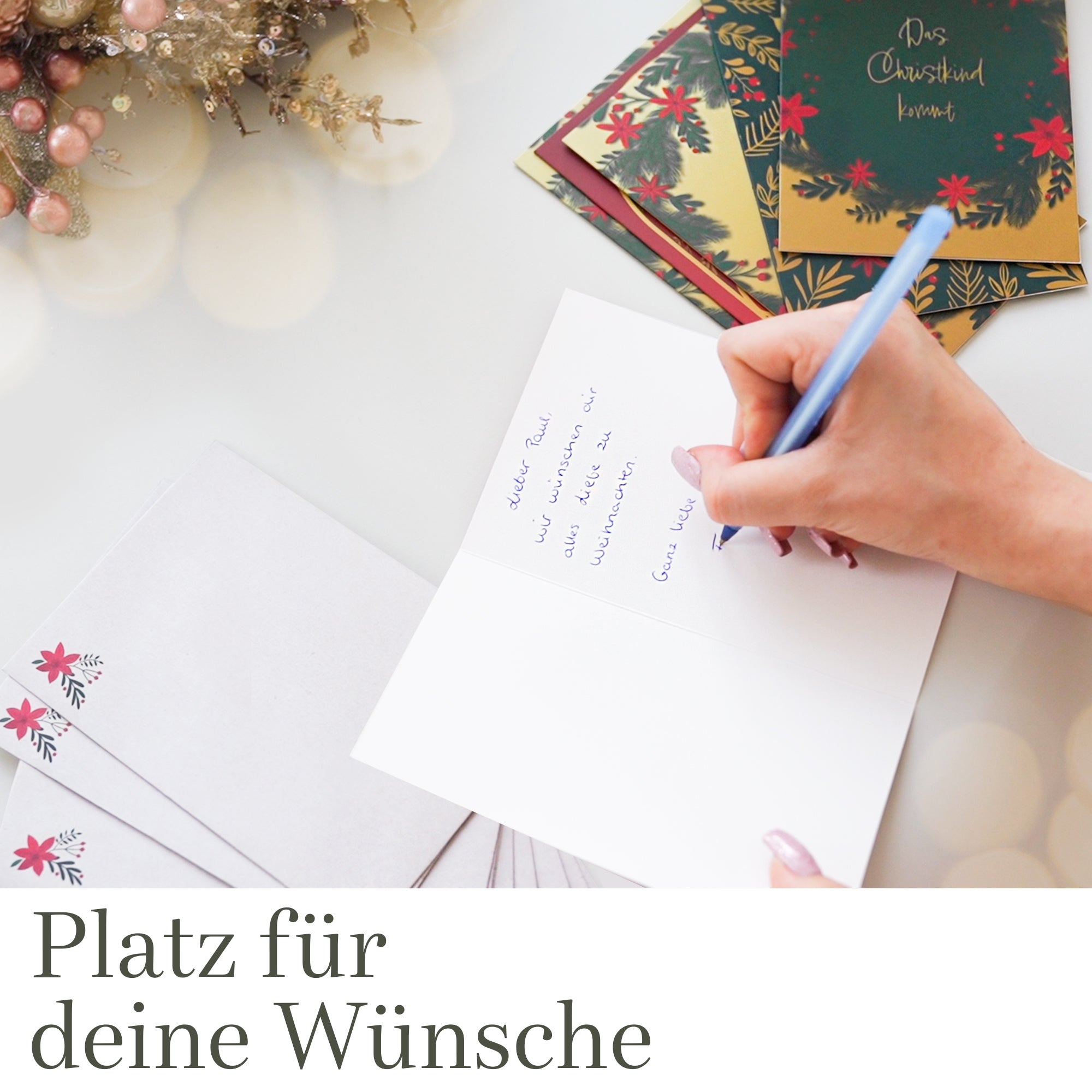 14 Weihnachtskarten mit Umschlag Set + Sticker