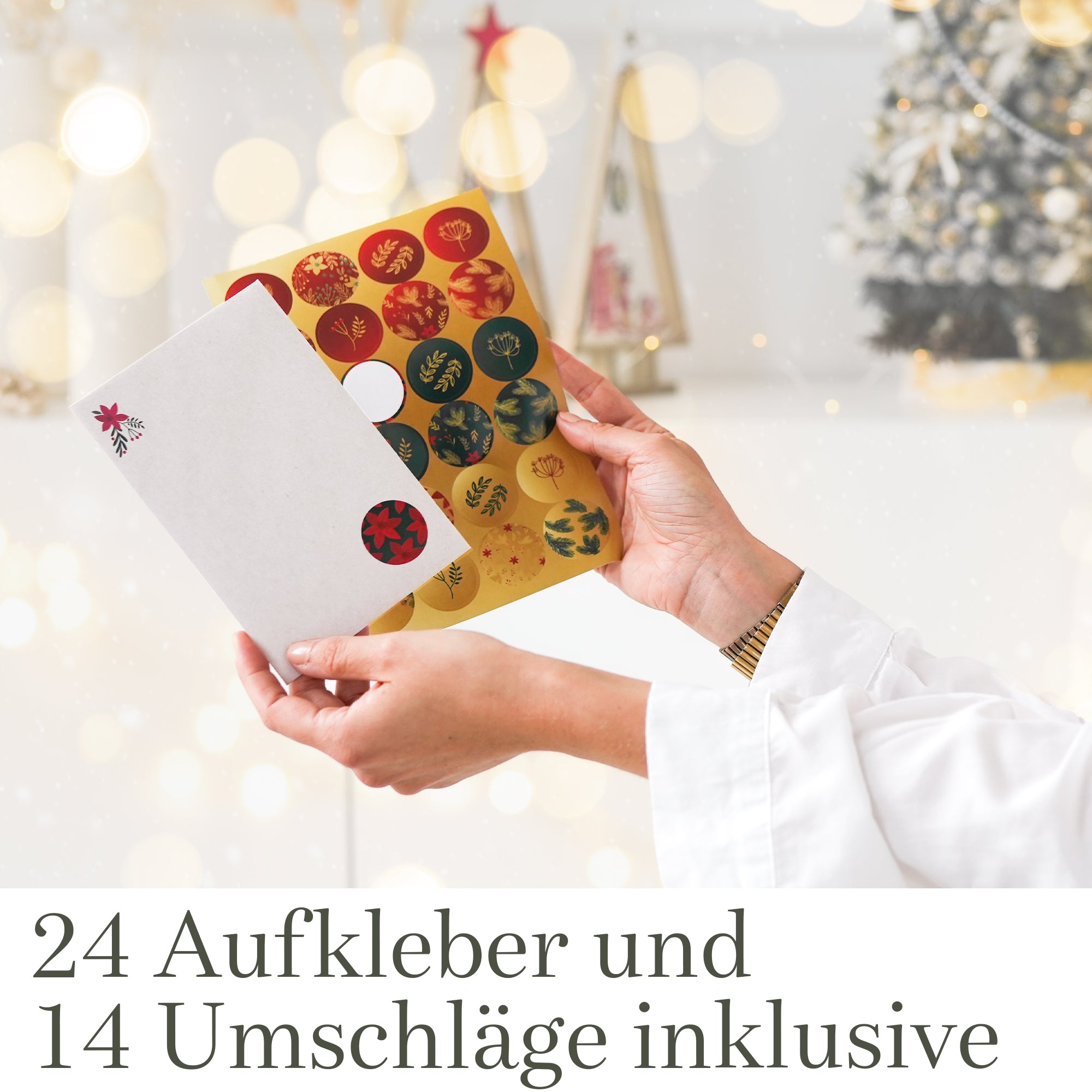 14 Weihnachtskarten mit Umschlag Set + Sticker