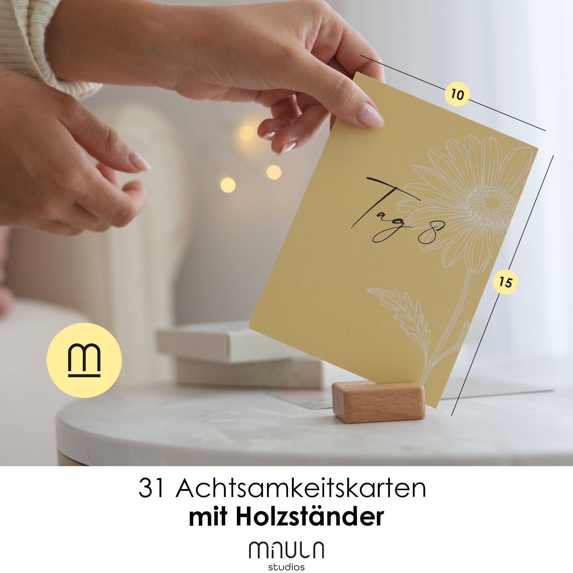 31 Affirmationskarten für Erwachsene mit Holzstände