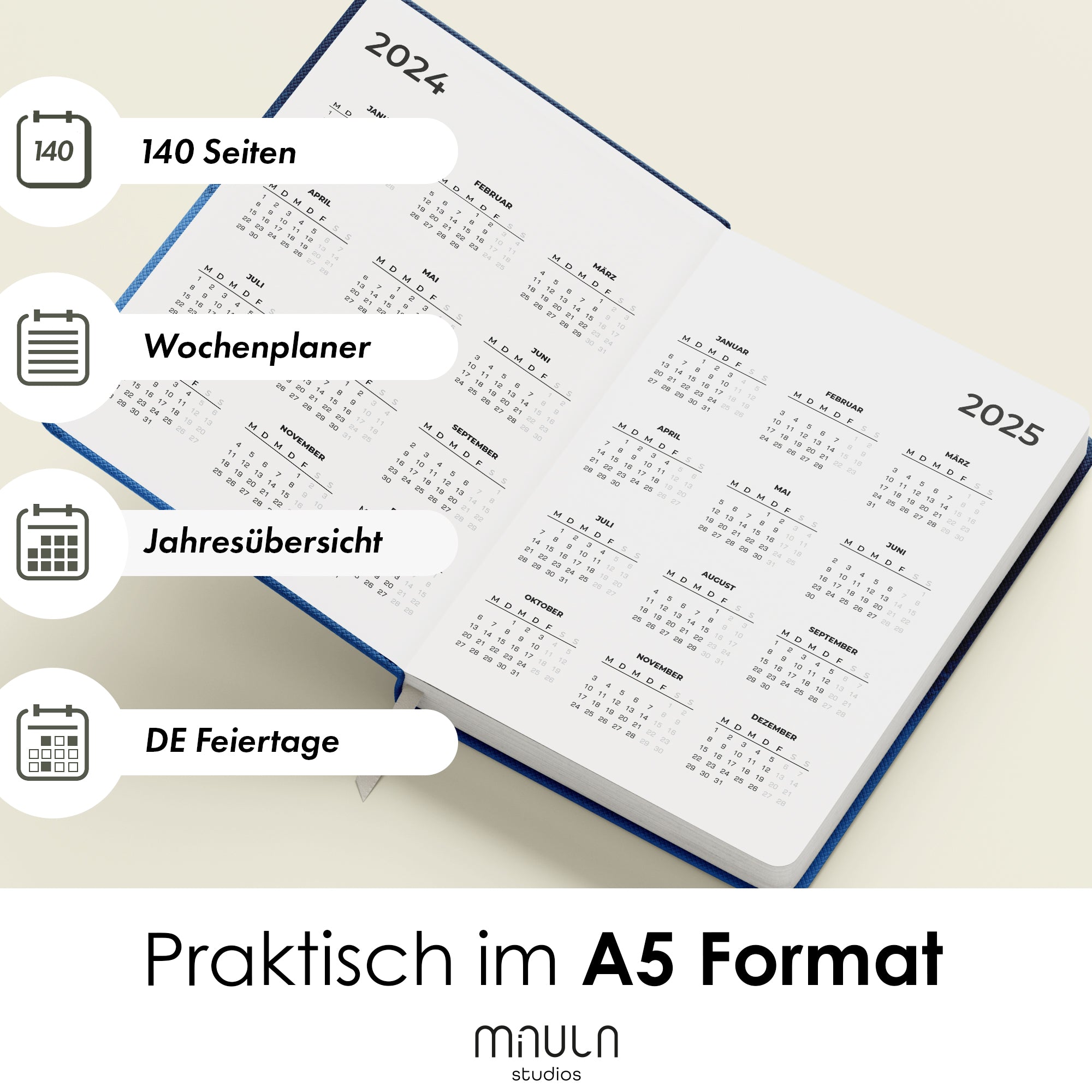 Dunkler Terminplaner A5 - 2025