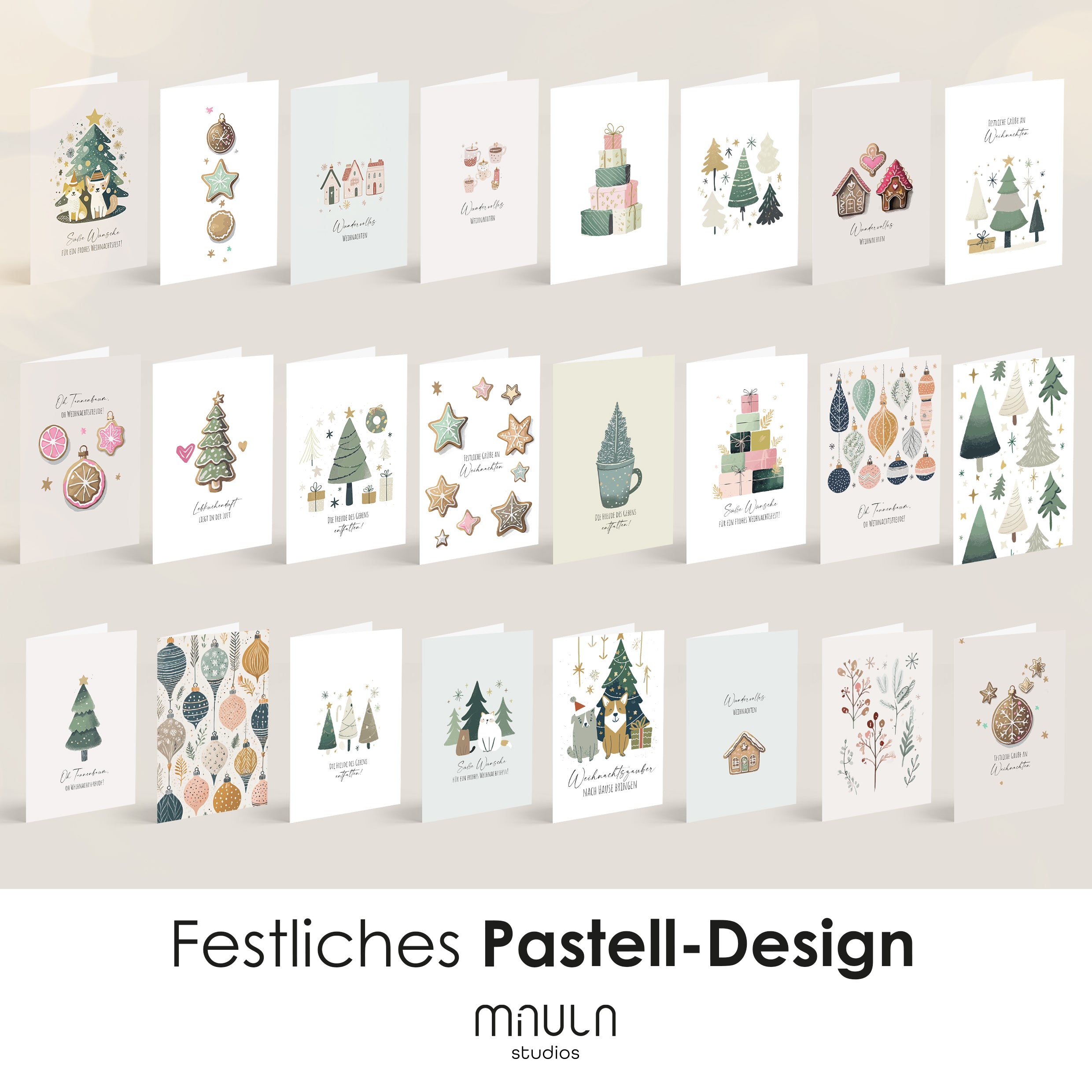 30 Weihnachtskarten mit Umschlag Set + Sticker