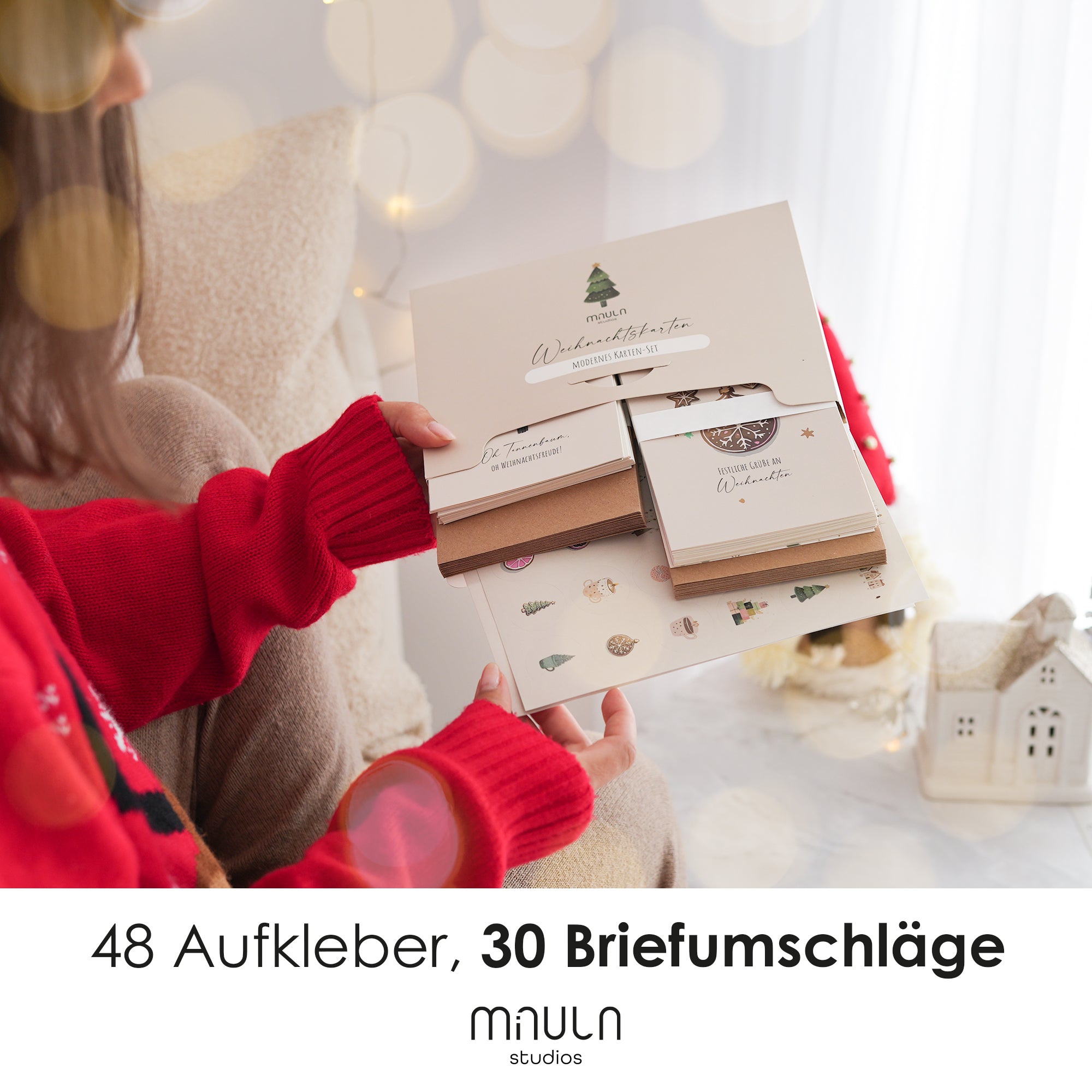 30 Weihnachtskarten mit Umschlag Set + Sticker