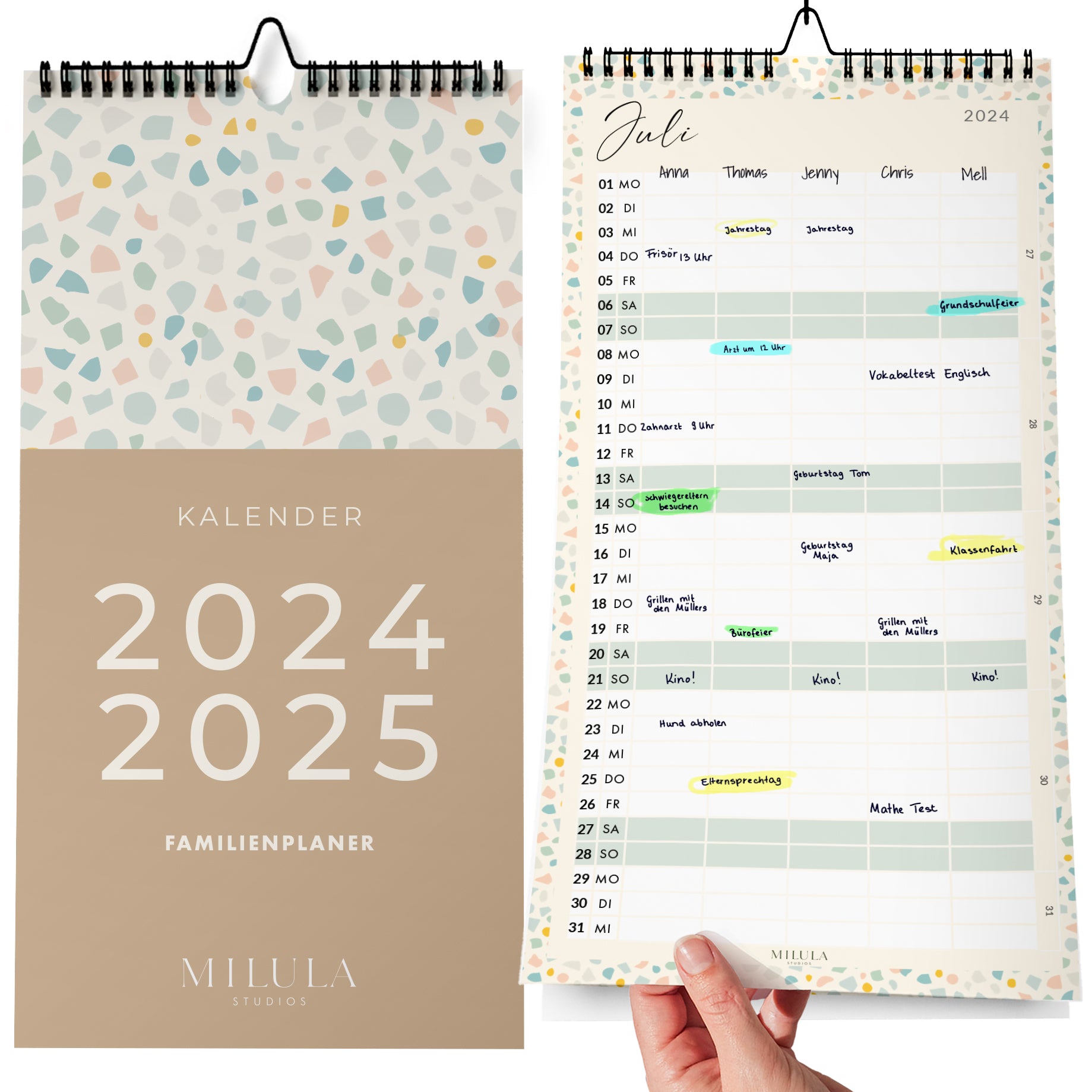 Wandkalender schmal - Juli 2024 bis August 2025