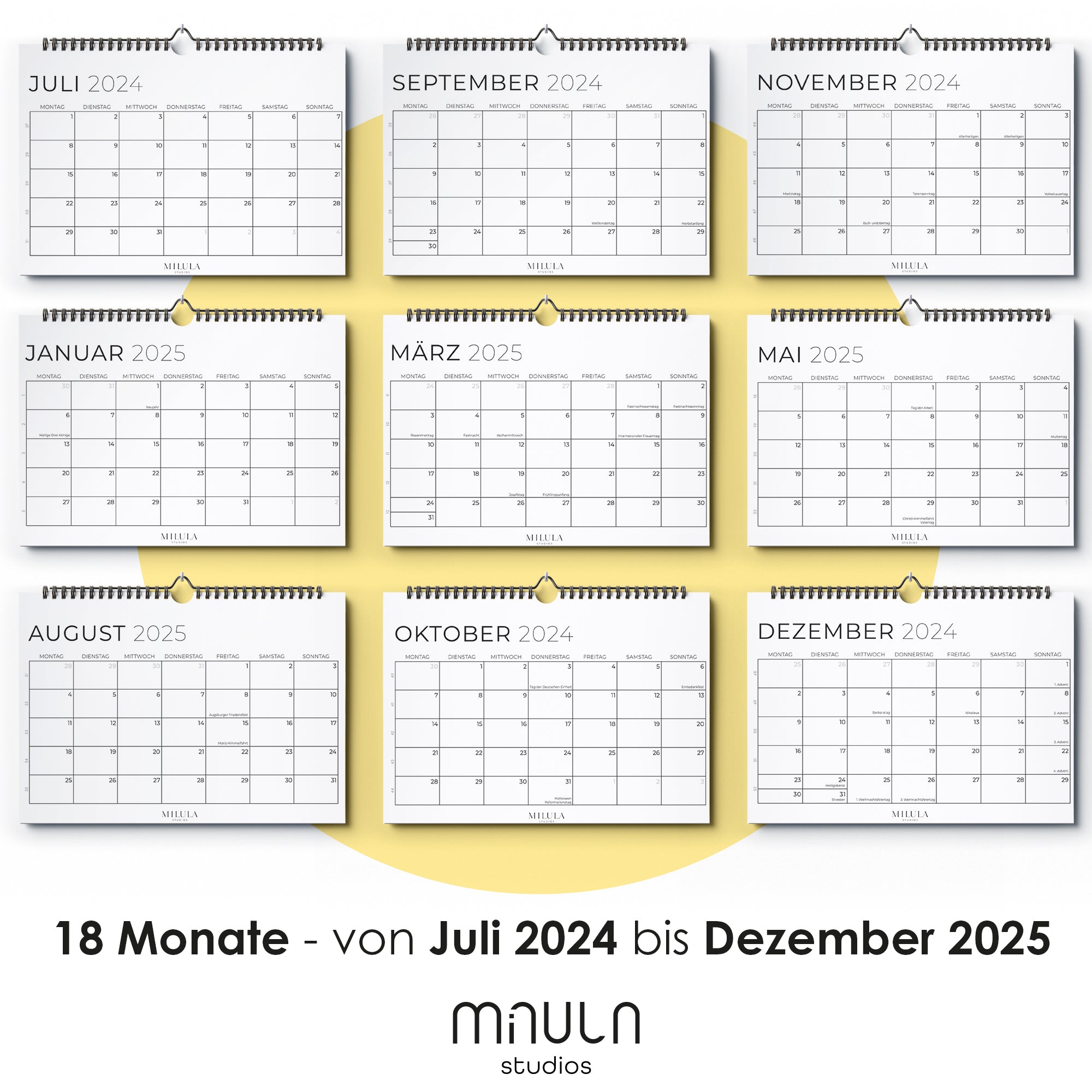 Wandkalender Querformat - Juli 2024 bis August 2025