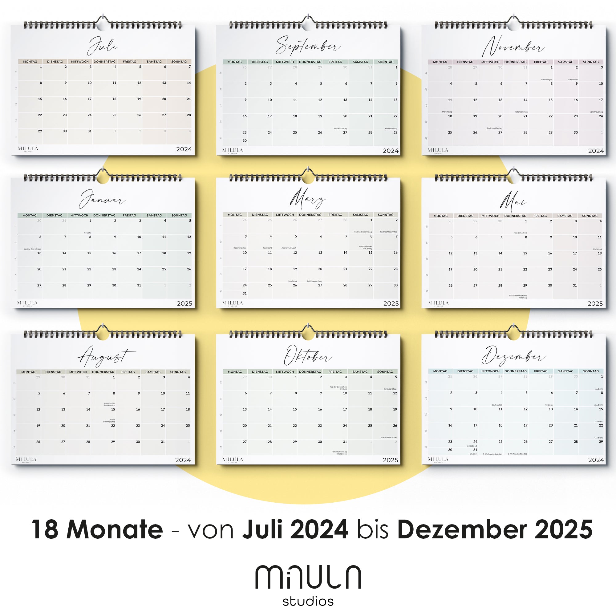 Wandkalender Querformat - Juli 2024 bis August 2025