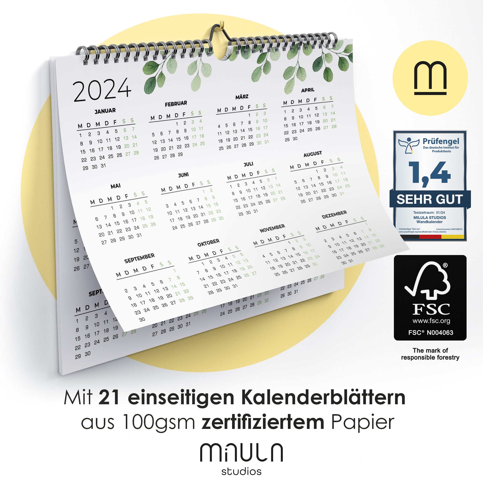 Wandkalender Querformat - Juli 2024 bis August 2025