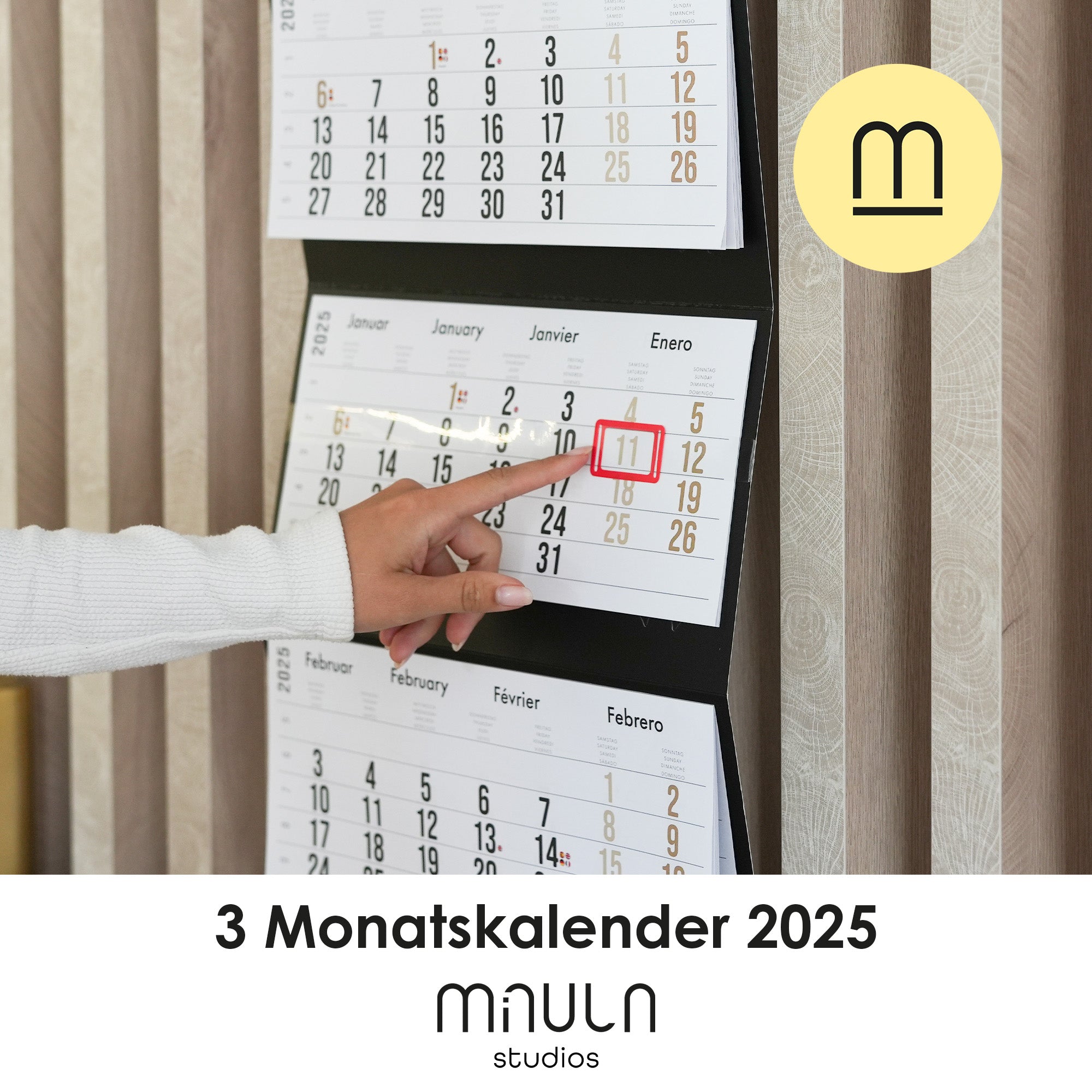 Kalender 2025 3 Monate zum Aufhängen