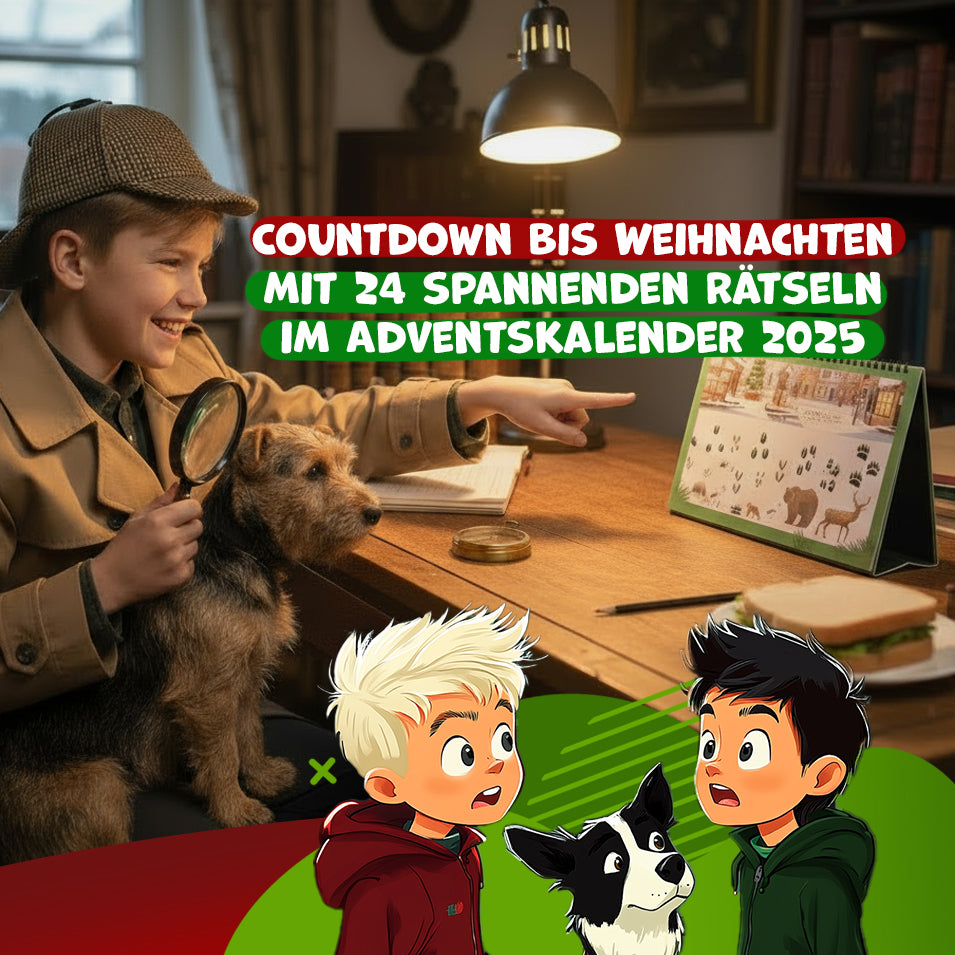 Adventskalender Kinder 2025 – Detektiv-Rätsel mit 24 Knobelaufgaben