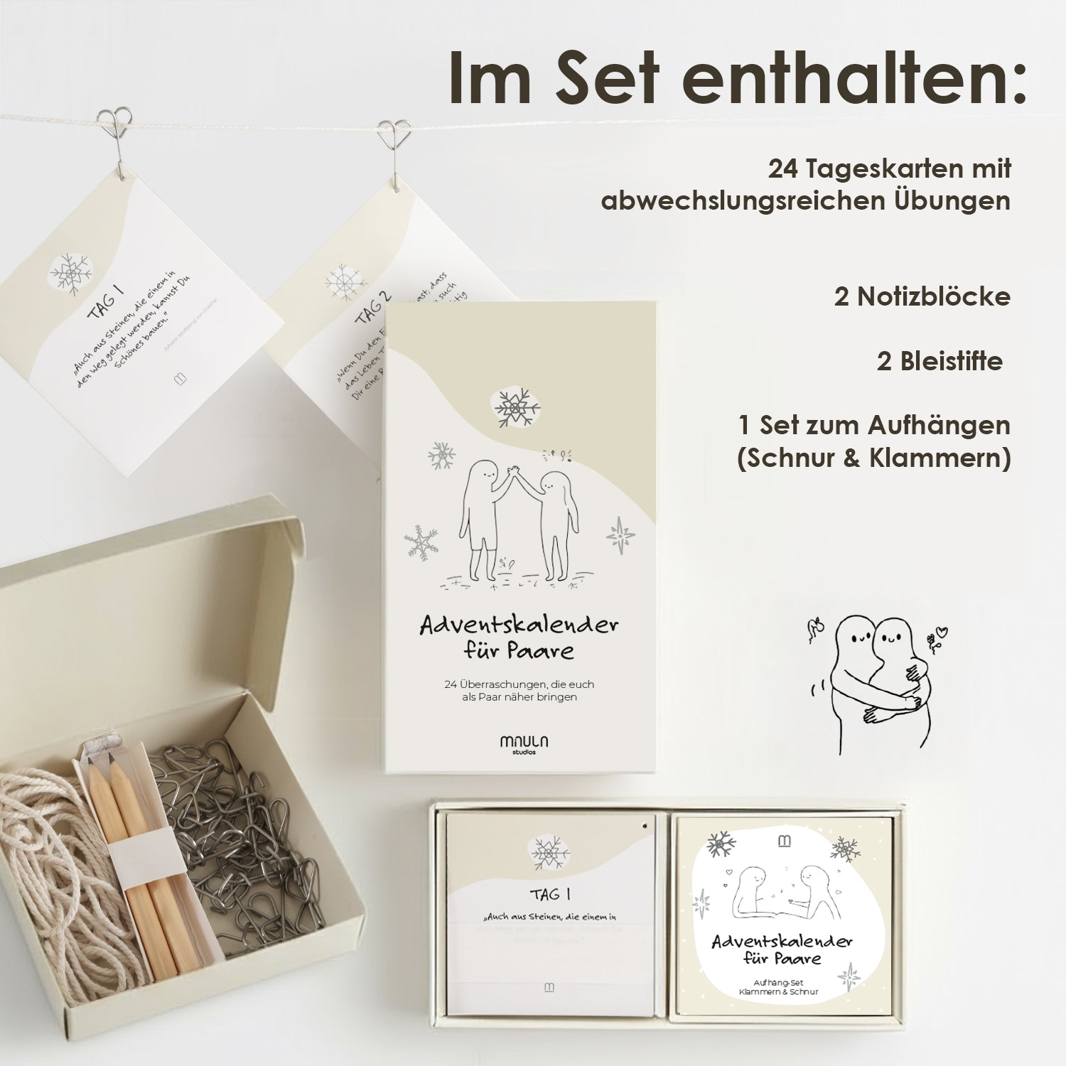 Adventskalender für Paare 2025 - 24 Karten für mehr Nähe & Liebe