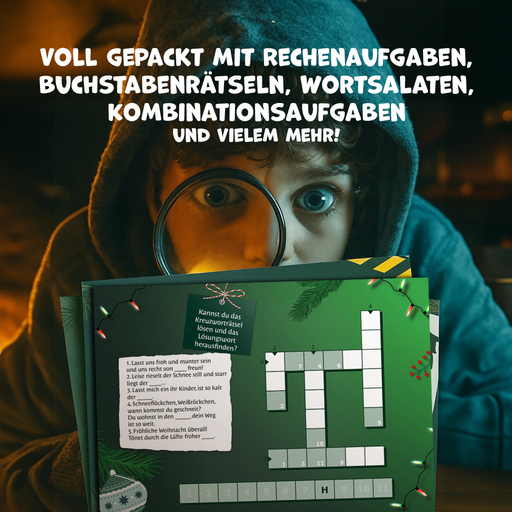 Adventskalender Kinder 2025 – Detektiv-Rätsel mit 24 Knobelaufgaben
